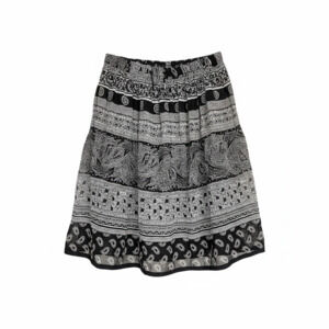 Ralph Lauren Black and White Paisley Silk Skirt Size Medium